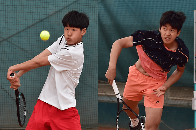 주니어선수권 14세부 남자단식 결승에 진출한 이채호와 윤상원(오른쪽). 대한테니스협회
