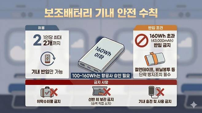 보조배터리 기내 안전 수칙(국토교통부 제공)