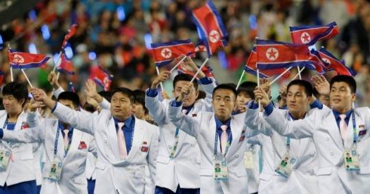 2014년 인천 아시안게임에 참가한 북한 선수단 모습