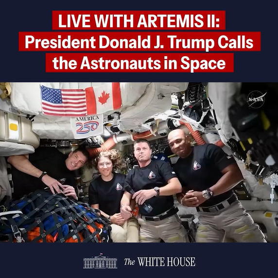 (왼쪽부터)임무 전문가 제레미 한센, 크리스티나 코흐, 리드 와이즈먼 선장, 조종사 빅터 글로버 [백악관 SNS]