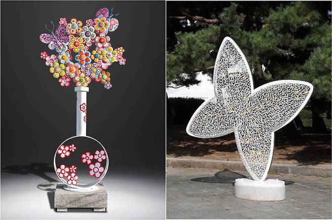 [서울=뉴시스] 박선영 작가의 '꽃이 있는 정물'(왼쪽)과 이일 작가의 '봄바람'(오른쪽) (사진=크라운해태제과 제공) 2026.04.08. photo@newsis.com *재판매 및 DB 금지