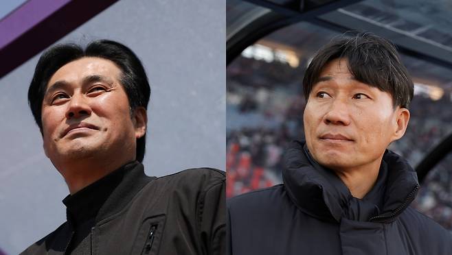 프로축구 K리그1 FC안양의 유병훈(사진 왼쪽) 감독과 부천FC의 이영민 감독. <한국프로축구연맹 제공>