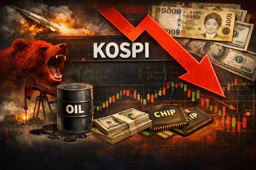 ChatGPT로 생성한 '중동 지역 지정학적 리스크가 지속되며 국제 유가, 원·달러 환율, 국내 증시가 변동성을 확대시키는 모습' 관련 이미지.