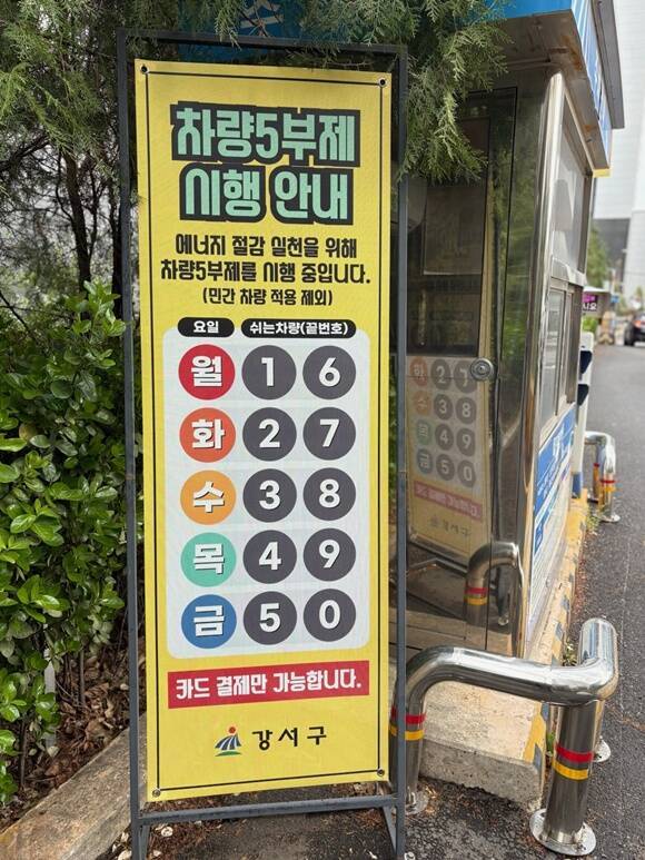 강서구가 8일부터 '공공기관 승용차 2부제'와 '공영주차장 승용차 5부제'를 시행한다. /강서구
