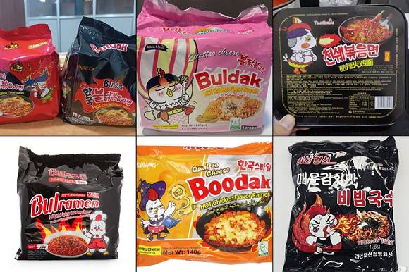 전 세계 곳곳에서 판매 중인 불닭볶음면 유사 제품들. [사진=온라인 커뮤니티 판매처]