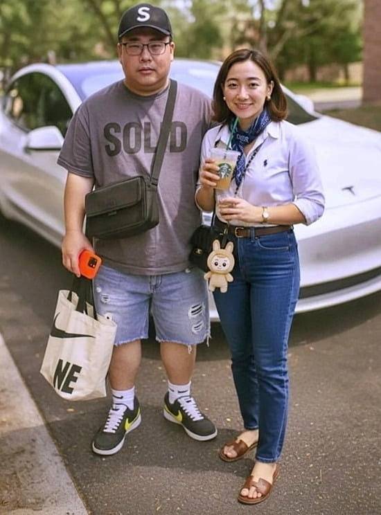 '영포티' 남녀의 전형적 패션을 표현한 인공지능(AI) 이미지.