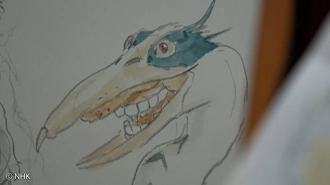 애니메이션 ‘그대들은 어떻게 살 것인가’에 등장하는 왜가리의 스케치. /엔케이컨텐츠