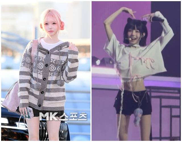 그룹 트리플에스 멤버 채원의 급격한 체중 변화에 국내외 팬들의 우려가 이어지고 있다. / 사진  = MK스포츠 DB, 온라인 커뮤니티