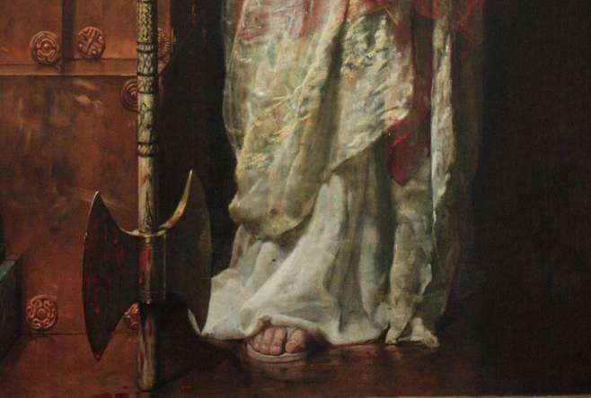 존 콜리어, 살인 후 클리타임네스트라(일부 확대), 1882, 캔버스에 유채, 239x174cm, 길드홀 아트 갤러리