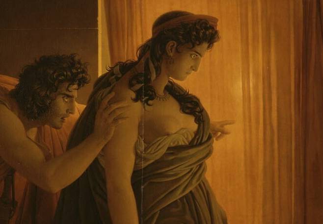 피에르-나르시스 게랭, 아가멤논을 죽이기 전 망설이는 클리타임네스트라, 1817, 캔버스에 유채, 76x84cm, 루브르 박물관