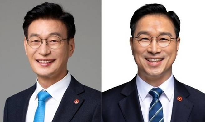 더불어민주당 제주지사 후보 결선에 오른&nbsp;문대림(왼쪽) 의원과 위성곤 의원.