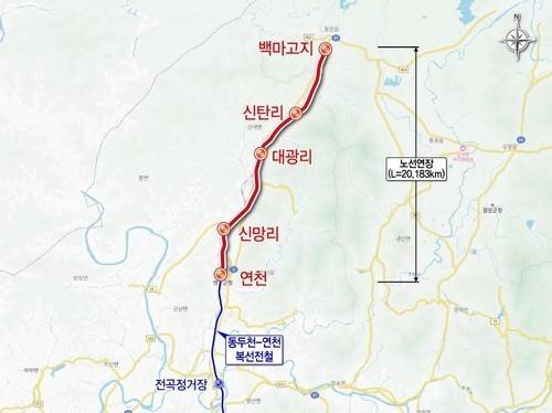 경원선 연천역∼백마고지역 통근열차 노선도 [연천군 제공. 재판매 및 DB 금지]
