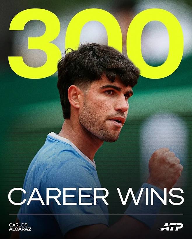 ATP 투어 300승 고지에 오른 알카라스. ATP 투어