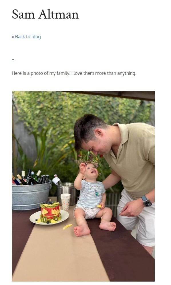 샘 올트먼이 블로그에 올린 가족 사진. /샘 올트먼 블로그