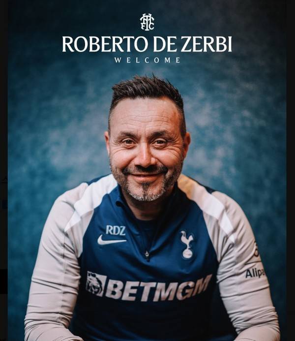 로베르토 데체르비 토트넘홋스퍼 감독. 토트넘홋스퍼 X 캡처