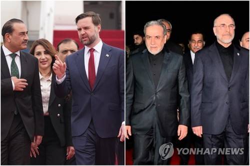 미국 대표단(왼쪽)과 이란 대표단 [AP·EPA=연합뉴스 자료사진]