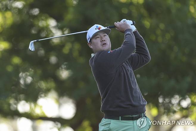 임성재의 2라운드 4번 홀 티샷 [게티이미지/AFP-연합뉴스]