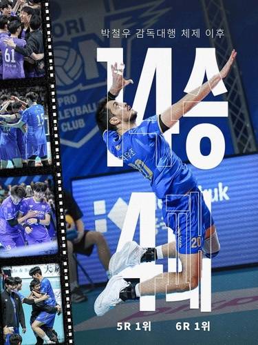 박철우 감독대행 취임 후 우리카드 성적 [우리카드 페이스북 캡처. 재판매.DB 금지]