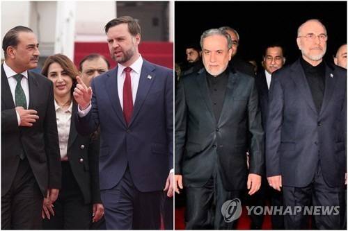 미국 대표단(왼쪽)과 이란 대표단  [AP·EPA=연합뉴스]