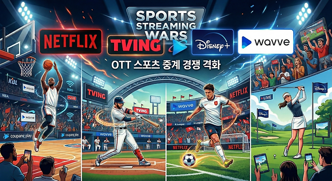 온라인동영상서비스(OTT) 업계에서 스포츠 중계 경쟁이 격화하고 있다. / 이미지 = 제미나이