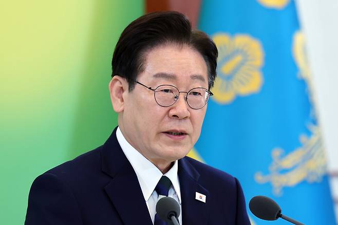 이재명 대통령이 지난 10일 청와대에서 열린 민주노총 초청간담회에서 발언하고 있다.연합뉴스