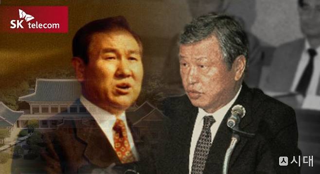 노태우 전 대통령(왼쪽)과 최종현 SK그룹 선대회장. /그래픽=강지호 기자