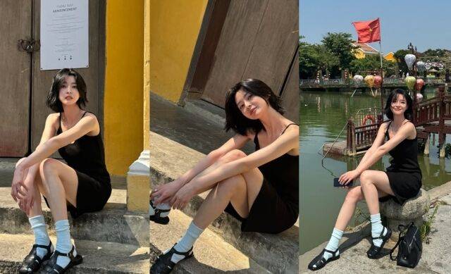 배우 권나라가 해외 길거리에서 포착된 비현실적인 실물 자태로 온라인을 뜨겁게 달구고 있다./권나라 소셜미디어