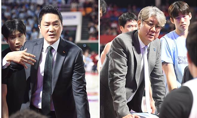 프로농구 서울 SK 전희철 감독(왼쪽)과 고양 소노 손창환 감독. KBL 제공
