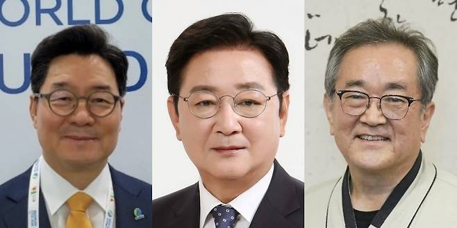 (왼쪽부터) 박봉규 전 대구시 정무부시장, 권영세 전 대구시 행정부시장, 김태일 전 장안대학교 총장.