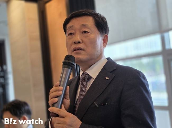 정왕국 에스알(SR) 대표이사가 14일 정부세종청사 인근에서 열린 국토교통부 출입기자단 오찬 간담회에서 모두발언을 하고 있다./사진=김동훈 기자