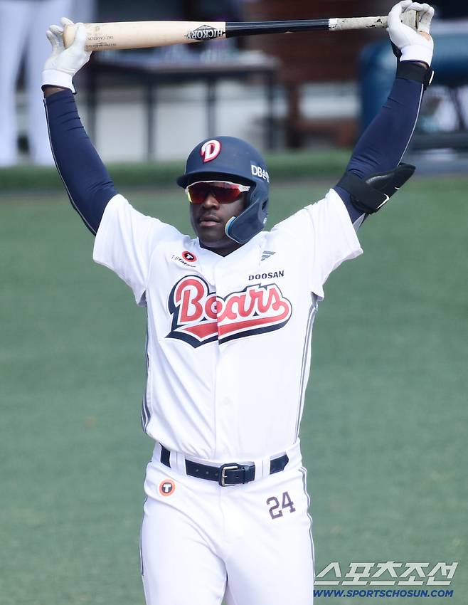 12일 이천 두산베어스파크에서 열린 KBO리그 시범경기 두산과 키움의 경기. 1회 첫 타석 삼진을 당한 두산 카메론. 이천=송정헌 기자songs@sportschosun.com/2026.03.1/