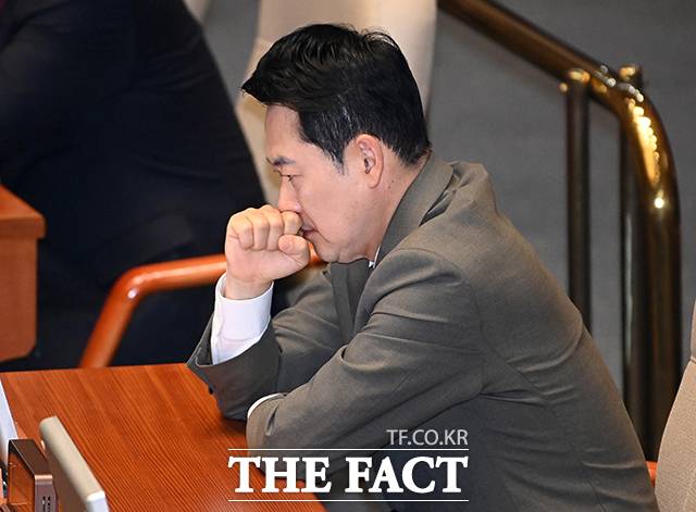 한 전 대표 등판이 확실시되면서 이를 바라보는 국민의힘의 속내는 복잡하다. 장동혁 국민의힘 대표. /배정한 기자