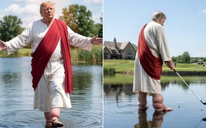 도널드 트럼프 미국 대통령을 예수로 표현한 '패러디물'  사진=엑스(X·옛 트위터) 갈무리