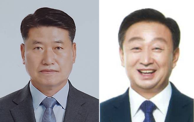 6·3 지방선거 강원 고성군수 선거 본선에 진출한 더불어민주당 함명준 후보(왼쪽)와 국민의힘 박효동 후보. 중앙선거관리위원회 제공