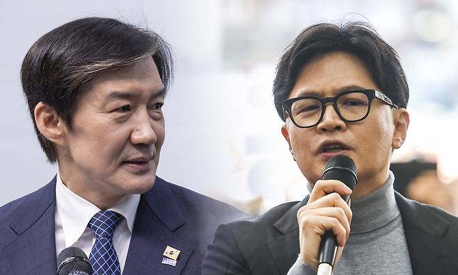 조국 조국혁신당 대표(왼쪽)와 한동훈 전 국민의힘 대표 ⓒ연합뉴스