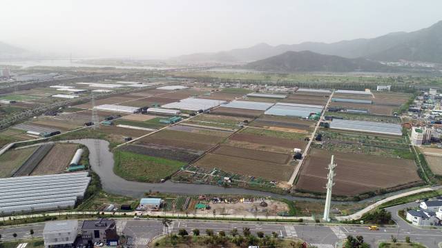 6·3 지방선거에 최대 이슈로 부상 중인 미니신도시인 ‘증산뜰’ 전경. 양산시 제공