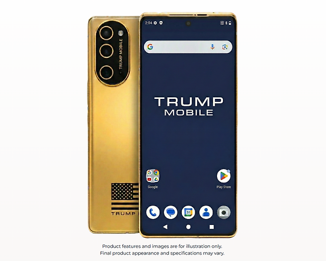 트럼프 모바일이 웹사이트에서 예약 판매 중인 자사 첫 스마트폰 T1 폰의 이미지