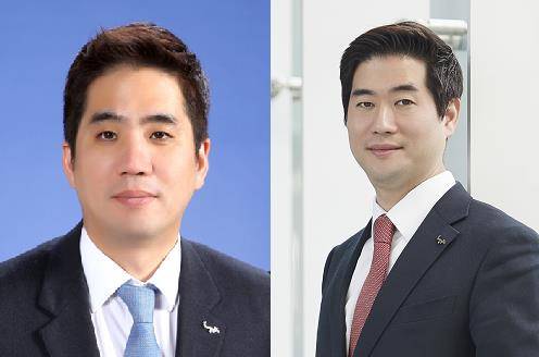 사진은 윤석금 웅진그룹 회장 장남 윤형덕 렉스필드CC 대표(왼쪽)와 차남 윤새봄 (주)웅진 부회장(오른쪽)./사진=웅진그룹