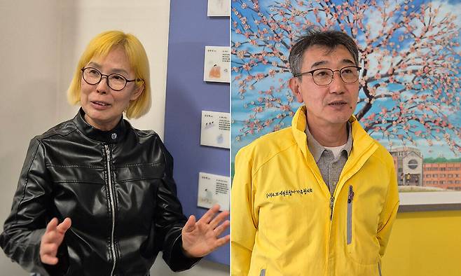 故 권순범군 母 최지영씨(왼쪽)와 생존자 장애진씨 父 장동원씨