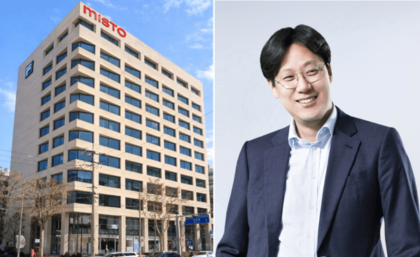 서울 성북구 미스토홀딩스 사옥(왼쪽), 윤근창 미스토홀딩스 대표. [출처=미스토홀딩스]