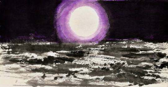 월화(Moonlight), 73×130cm, Color and Ink on Korean Paper, 2025