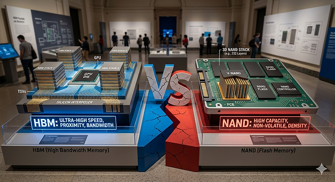 HBM과 낸드의 격도를 이미지한 모습 /제미나이 나노바나나2