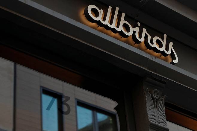 FILE PHOTO: The Allbirds flagship store sign is seen in Manhattan, New York City, U.S., September 7, 2021.  REUTERS/Shannon Stapleton/File Photo