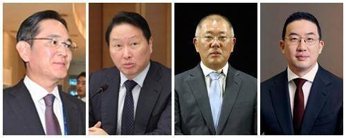 왼쪽부터 이재용 삼성전자 회장, 최태원 SK그룹 회장, 정의선 현대자동차그룹 회장, 구광모 LG그룹 회장. 각 사 제공