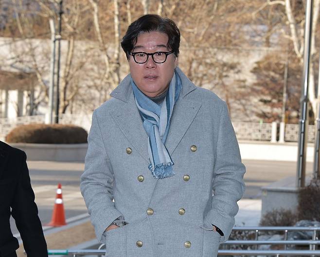 김성태 전 쌍방울 회장이 지난 1월 20일 서울고검 인권침해점검 태스크포스(TF) 조사에 출석하고 있다. 연합뉴스