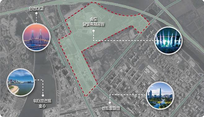 인천 송도달빛공원에서 개최 계획인 F1 서킷 디자인. 인천시 제공