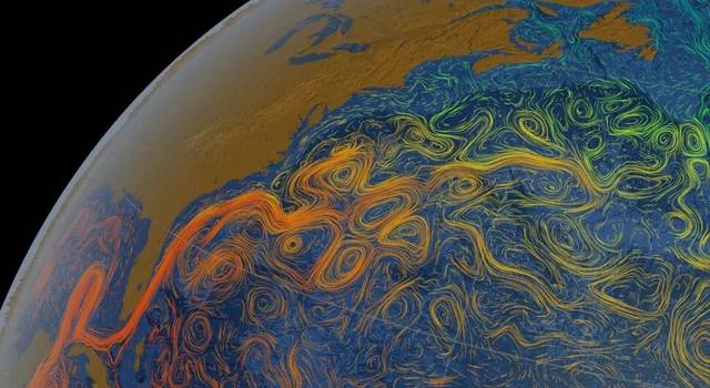 나사(미 항공우주국)이시각화한 ‘대서양 자오선 역전 순환’ 모습. 나사 제공