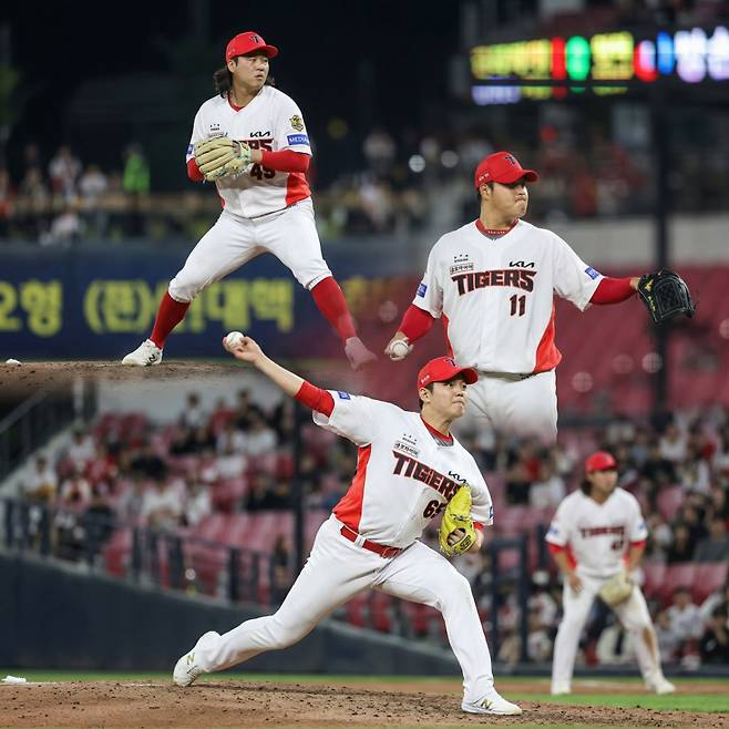 (위부터 아래로) 김범수, 조상우, 성영탁. /사진=KIA 타이거즈 제공 이미지 AI 활용 합성