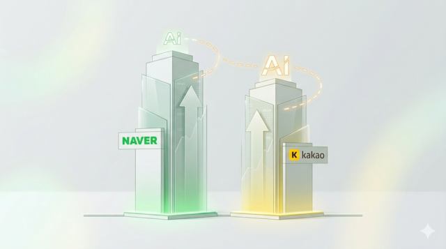 제미나이를 통해 생성한 ‘네이버와 카카오 실적 상승’ 이미지