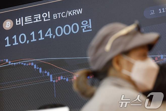 지난 15일 오후 서울 강남구 빗썸 고객센터 전광판에 가상자산 시세가 나오고 있다. 2026.4.15 ⓒ 뉴스1 박정호 기자
